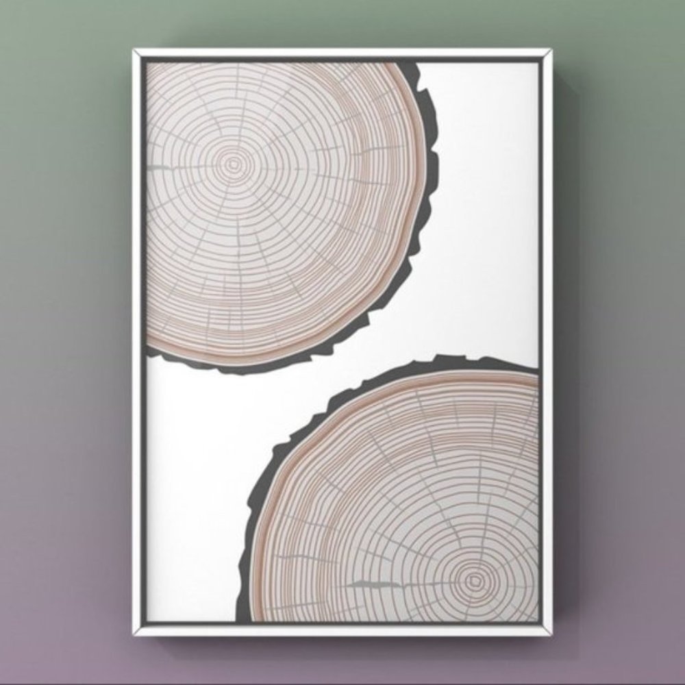 Tree trunk slice graphic design modern art print